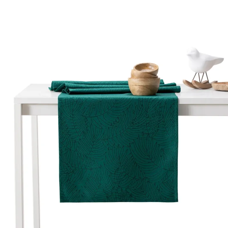 AmeliaHome - Bieżnik Plamoodporny Butelkowa Zieleń GAIA - 30x80 cm Sprawdź teraz