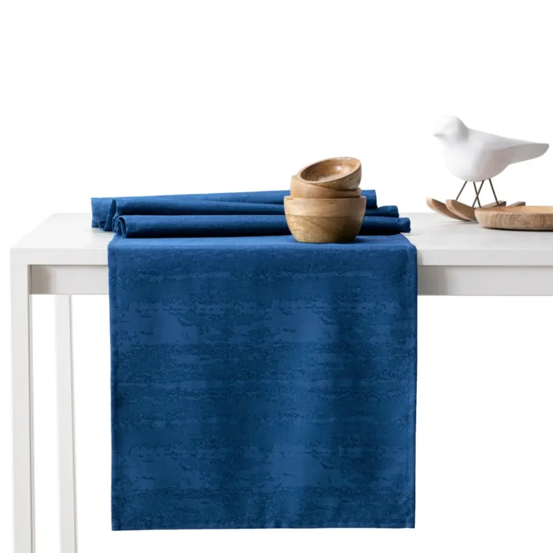 AmeliaHome - Bieżnik plamoodporny Ciemnoniebieski VESTA - 30x80 cm Taniej