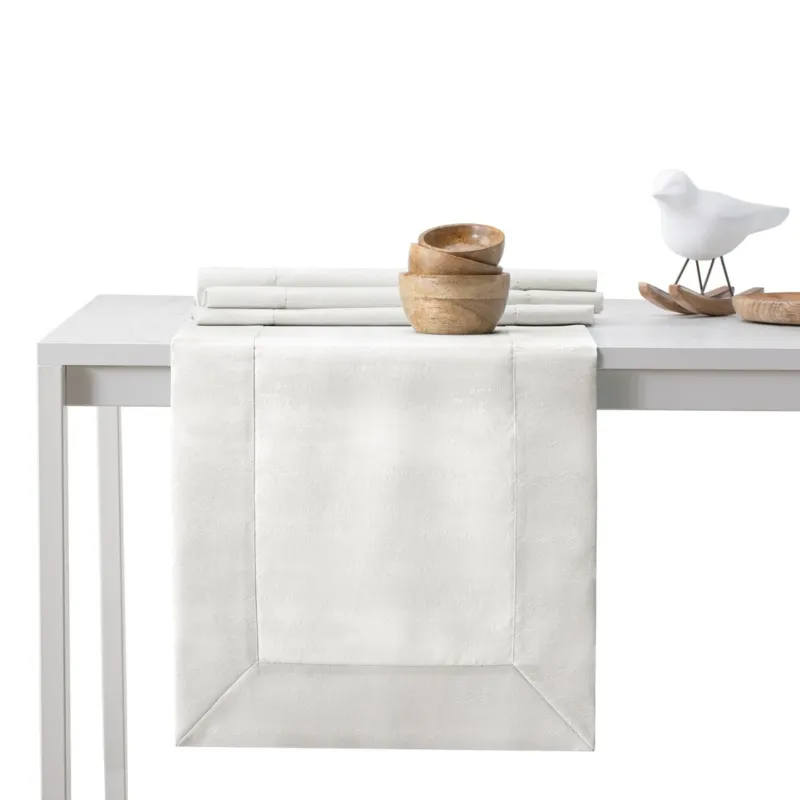 Zniżka AmeliaHome - Bieżnik Plamoodporny z Mankietem Kremowy VESTA - 40x250 cm