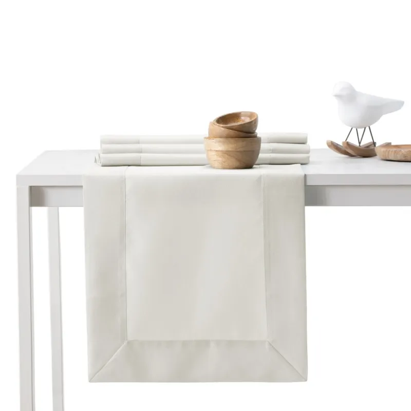 Zniżka DecoKing - Bieżnik bawełniany z Mankietem Kremowy PURE - 40x140 cm