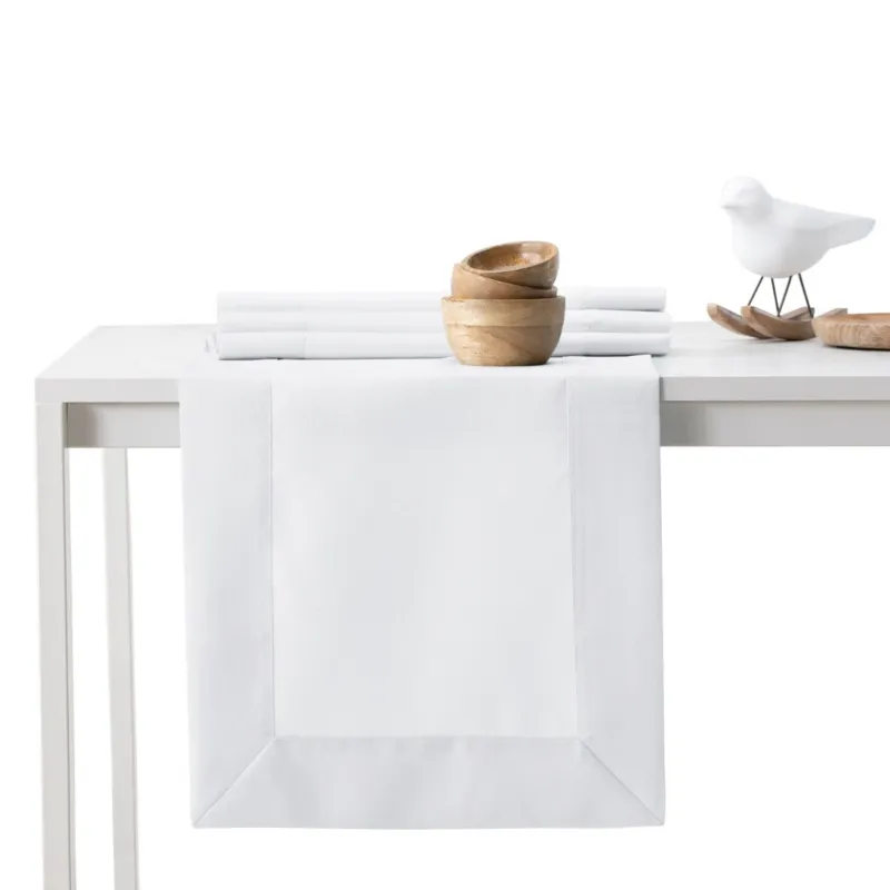 Zniżka AmeliaHome - Bieżnik Plamoodporny z Mankietem Biały EMPIRE - 40x300 cm