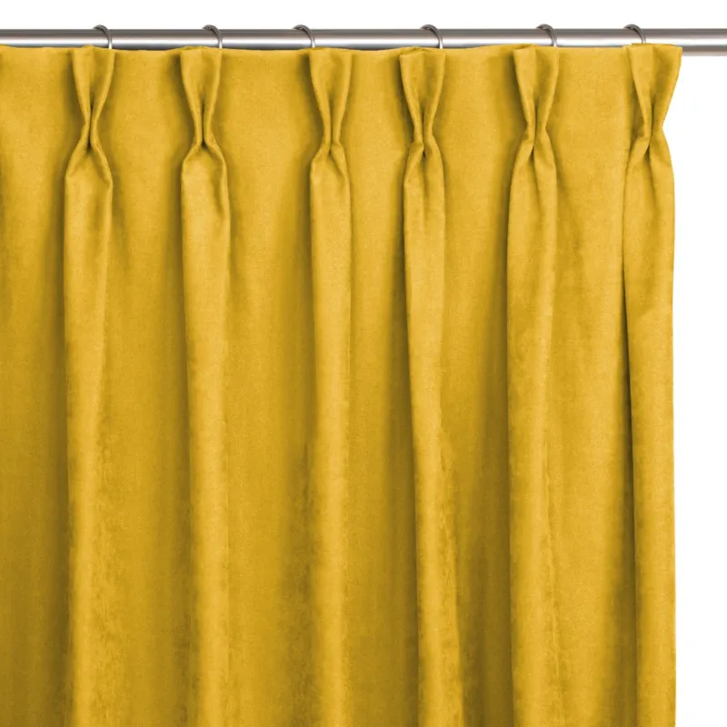 Zasłona MILANA kolor musztardowy styl klasyczny flex 7,5 cm z podwójną zakładką szenila - 140x175 cm Wyjątkowa oferta