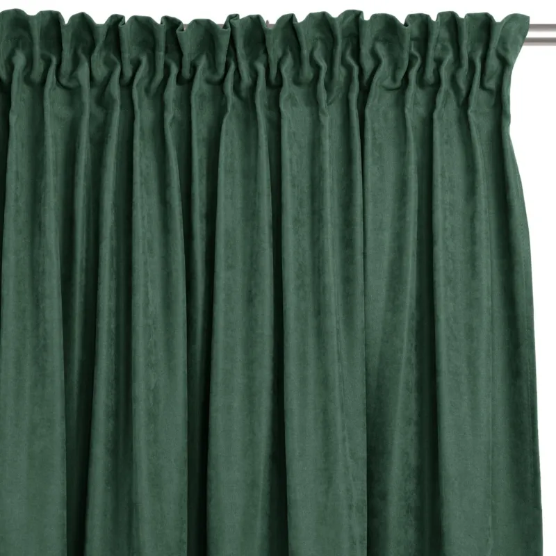 Zasłona MILANA kolor butelkowa zieleń styl klasyczny taśma smok transparentna 7,5 cm z grzywką 3 cm szenila - 280x270 cm Okazja