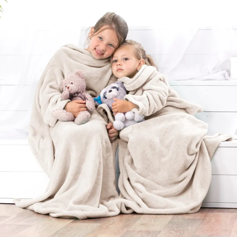 Promocja DecoKing – Koc z rękawami 90x105 cm Kremowy LAZY KIDS