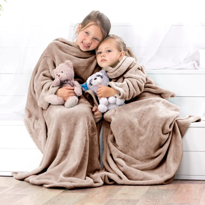 Taniej DecoKing – Koc z rękawami 90x105 cm Beżowy LAZY KIDS