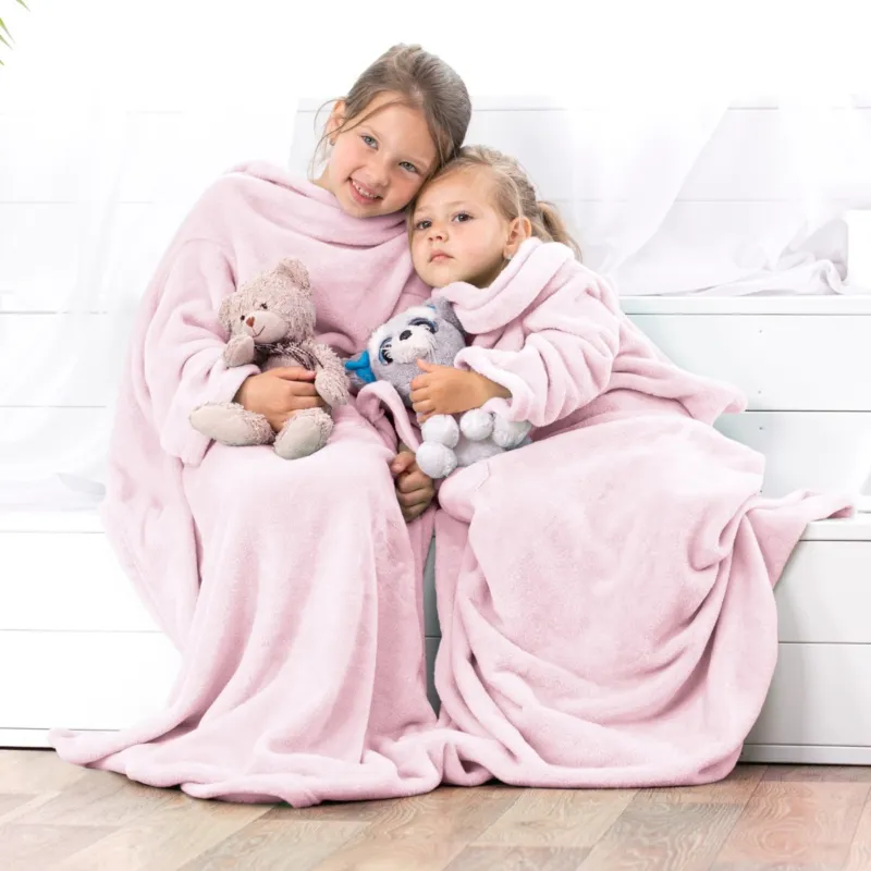 Darmowa dostawa DecoKing – Koc z rękawami 90x105 cm Pudrowy Róż LAZY KIDS