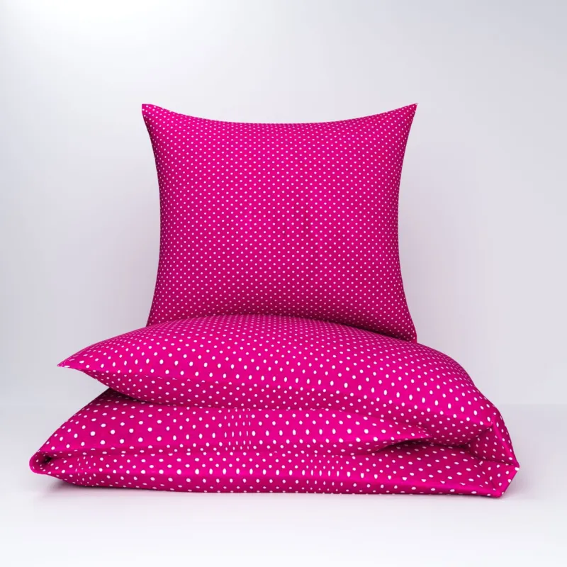 Oferta limitowana Pościel dla dziecka bawełniana 120x180 + poszewka 70x80 | różowa | groszki | kropki amarant