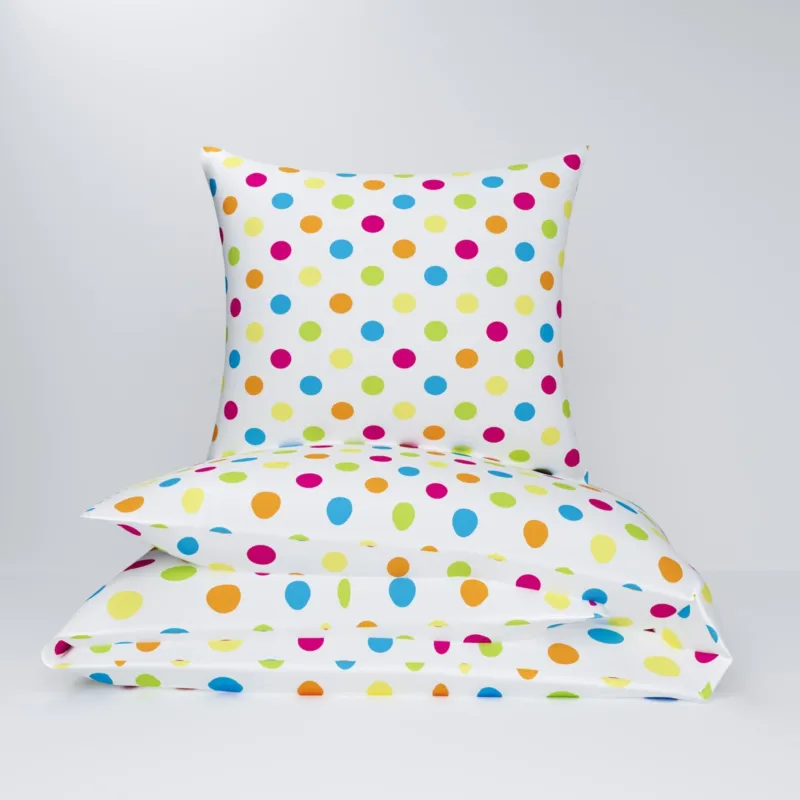 Pościel flanelowa 160x200 + 70x80 + 40x40 | biała | grochy | 230mpa Darmowa dostawa