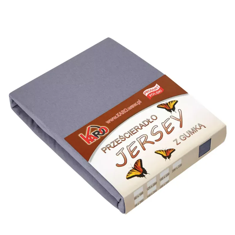 Prześcieradło jersey z gumką 160x200 grafitowe 070 grube 150g/m2 KARO Rabat