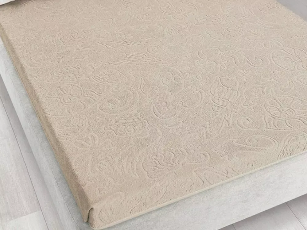 Hit sprzedaży Prześcieradło frotte bez gumki 175x220 Tulipan Sepia beżowe 5908 żakardowe