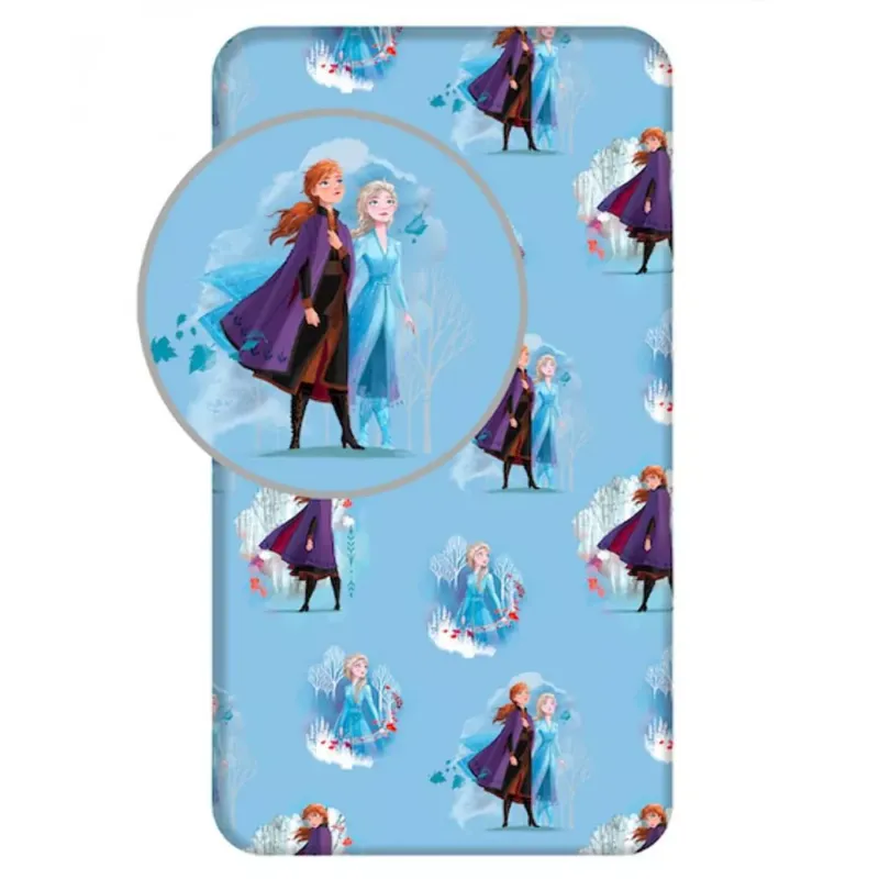 Hit cenowy Prześcieradło bawełniane z gumką 90x200 Frozen 1513 Kraina Lodu Anna Elsa dla dzieci