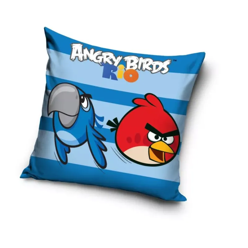 Poszewka bawełniana 40x40 Angry Birds niebieska paski AB8011 6982 Popularny