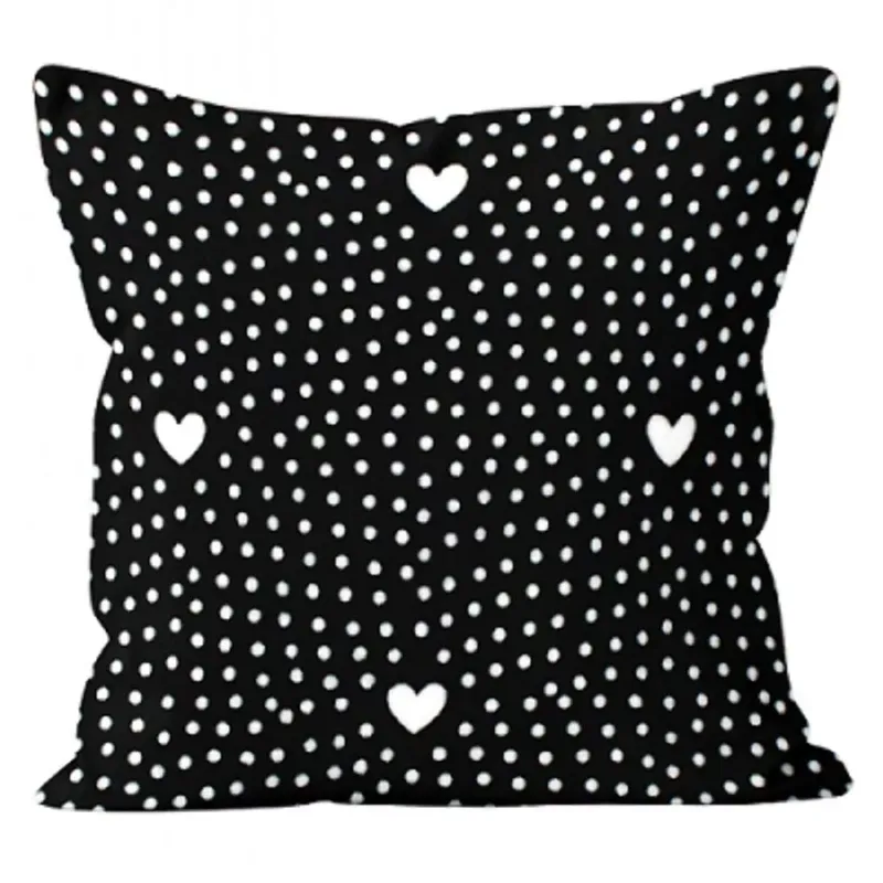 Poszewka dekoracyjna 40x40 Cupid kropki serca czarna biała Domarex Oferta limitowana