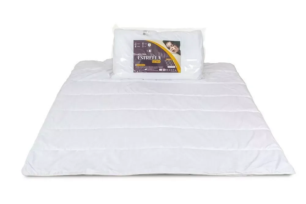 Tylko do końca tygodnia Kołdra antyalergiczna 200x220 Estrella zgrzewana letnia super cienka biała 660g 100% mikrofibra AMW