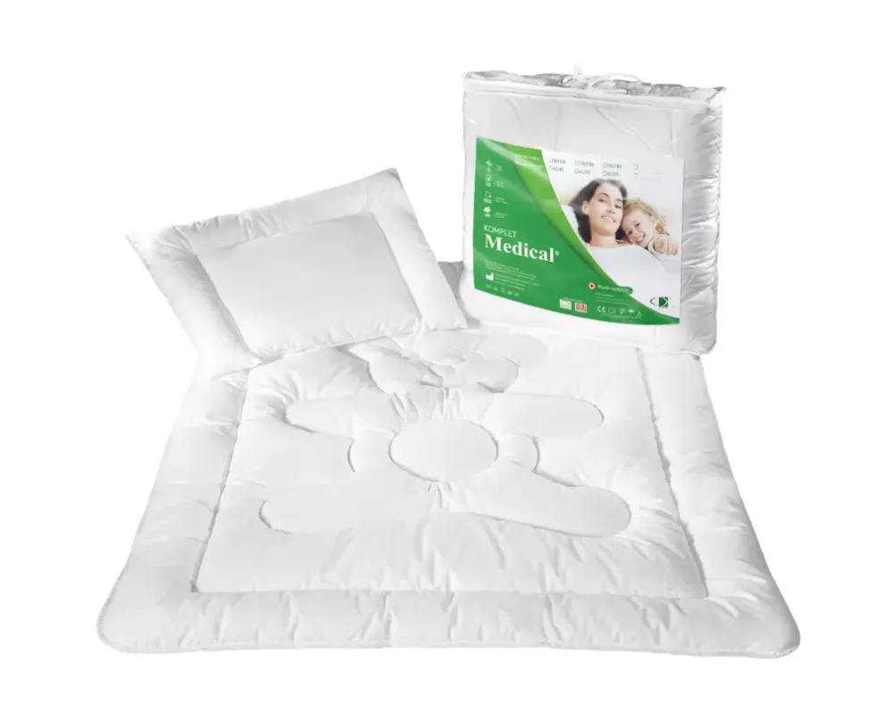 Nowość Kołdra dla dzieci 100x135 poduszka 40x60 Medical 600g+220g biała antyalergiczna AMW