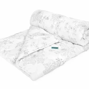 Ostatnia szansa Kołdra Blommenslyst 220x200 mikrofibra całoroczna biała wzór kwiatowy 1,3 kg Wendre