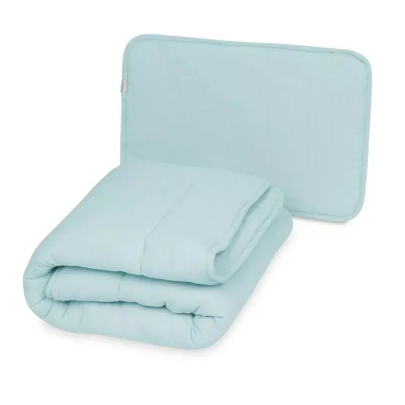 Obniżka ceny Kołdra 135x100 poduszka 40x60 muślinowa miętowa 33 Muslin komplet