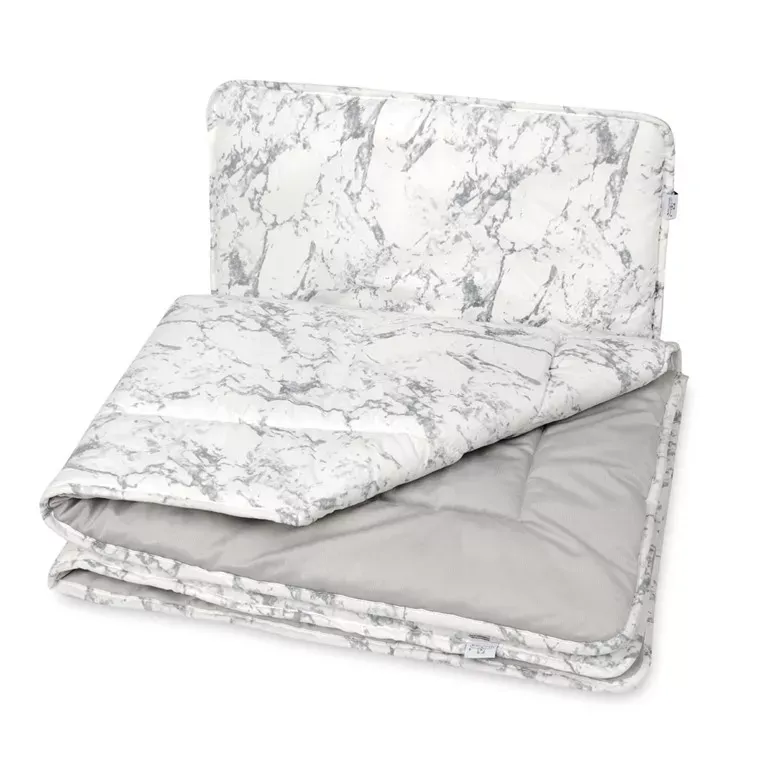 Kołdra 100x135 poduszka 40x60 Velvet szara marmur dwustronna komplet BabyMatex Dostępne od ręki
