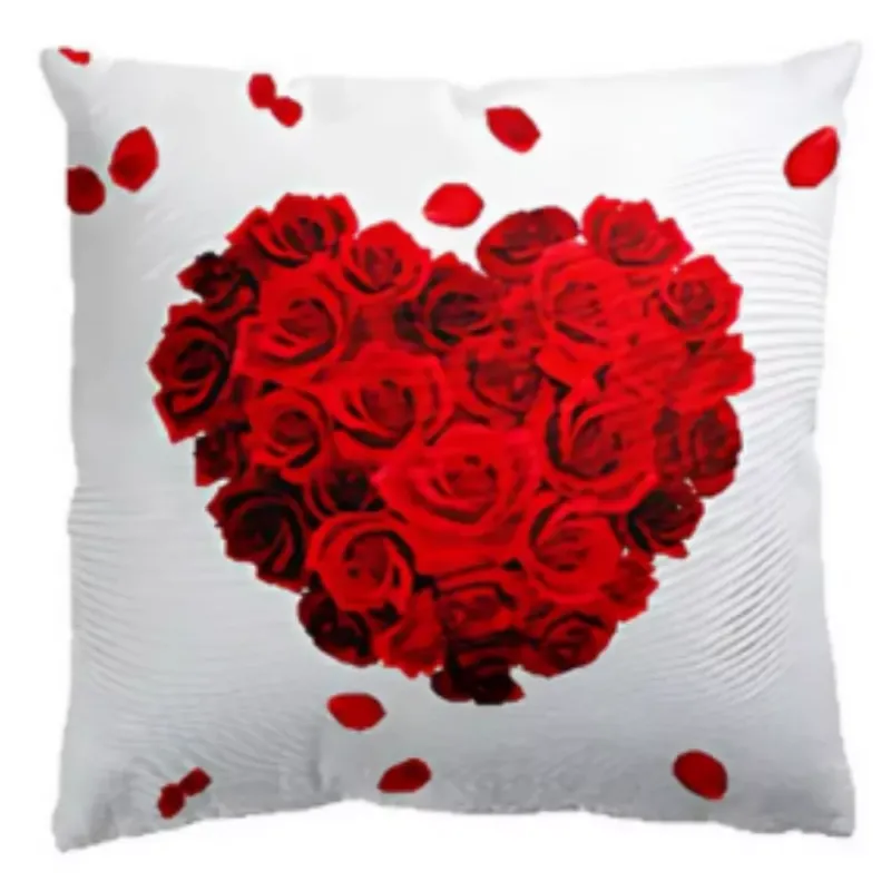 Poduszka dekoracyjna 43x43 Cleo Rose heart biała czerwona Walentynki Popularny