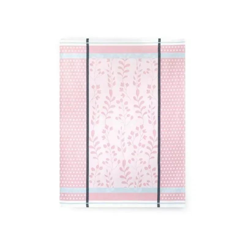 Ostatnie sztuki Ścierka do naczyń 50x70 Flora różowa listki kropki 8581/2