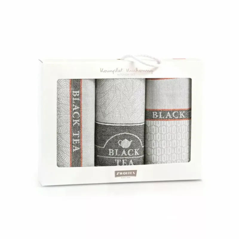 Szybka dostawa Komplet ścierek kuchennych 3szt Black Tea szary w pudełku Zwoltex 23