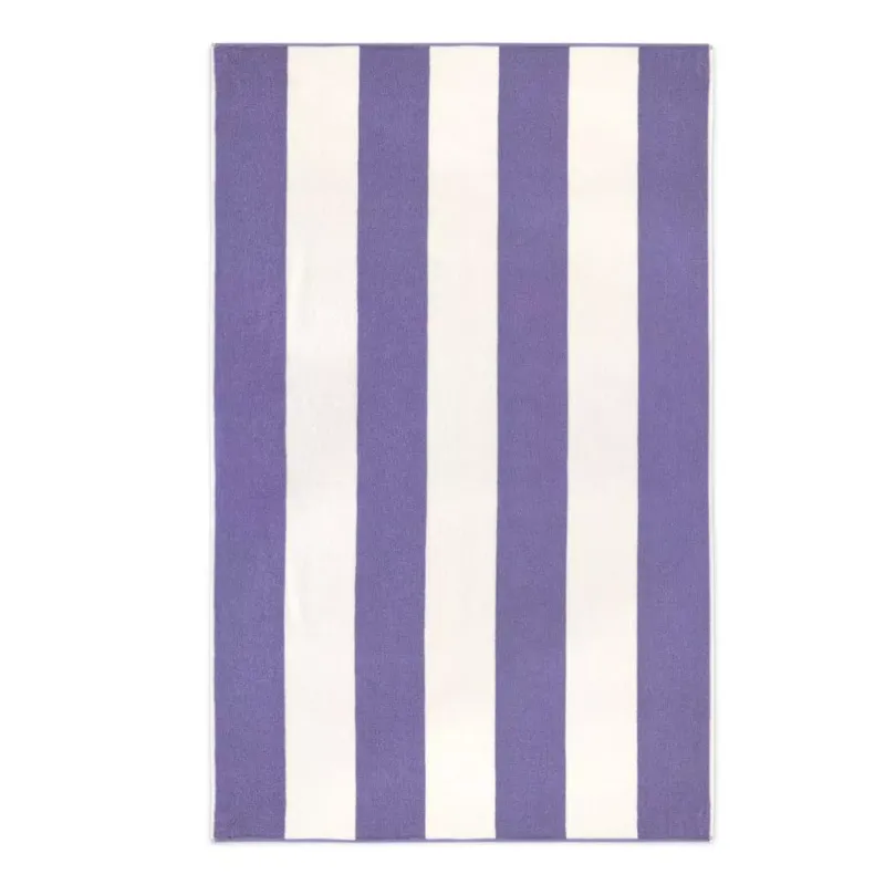 Darmowy zwrot Ręcznik plażowy 100x160 Neon fioletowy biały pasy frotte 380 g/m2 7954/11