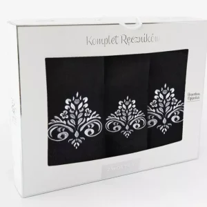 Wyjątkowa oferta Komplet ręczników w pudełku 3 szt Sułtan czarny ornament