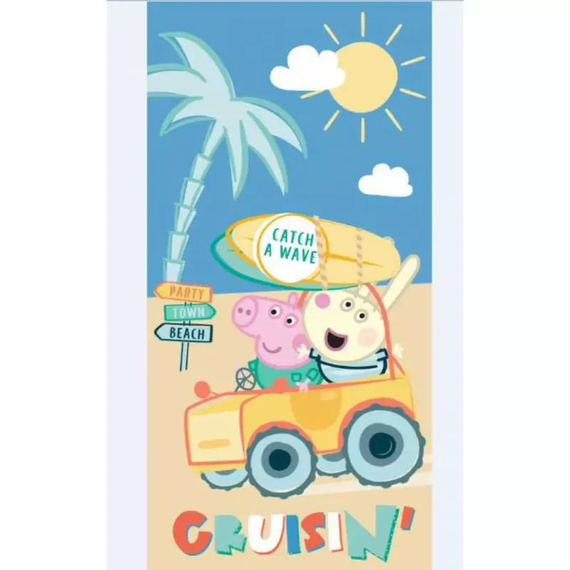 Wybór klientów Ręcznik plażowy 70x140 Peppa na plaży niebieski bawełniany 320g/m2 S24