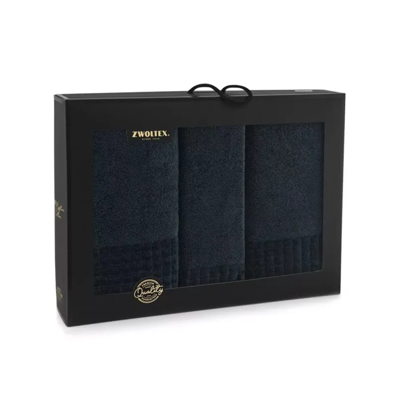 Komplet ręczników w pudełku 3 szt Paulo 3 AB Czarny-K74-5992 ręczniki 30x50 50x100 70x140 Kup online